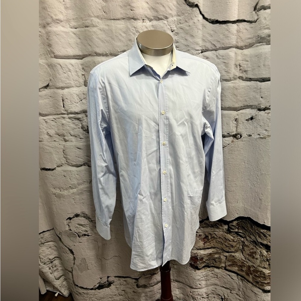 Burberry Solid Light Blue Long Sleeve Dress Shirt Button Up 17.5-44.